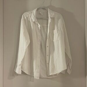 GAP White Gauze “ The Big Shirt” bottom down Large